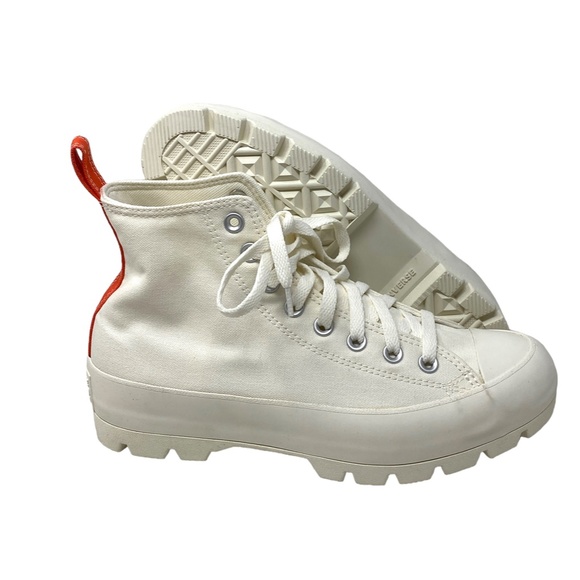 Converse Ctas Lugged Canvas Shoes High Women Size White Red Custom 572582C-WWRD - Picture 8 of 11